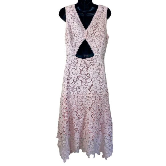 Joie Pale Pink Bridely Lace High Low Sleeveless Cut Out Dress Sz 8 - Picture 7 of 16